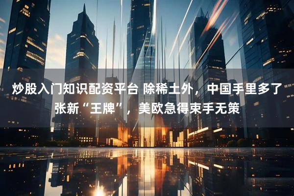 炒股入门知识配资平台 除稀土外，中国手里多了张新“王牌”，美欧急得束手无策