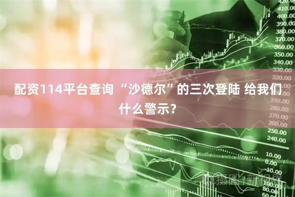 配资114平台查询 “沙德尔”的三次登陆 给我们什么警示？